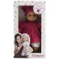 Doll / Baby Hamiro 30cm, szövet testruha piros + fehér pöttyös + sál