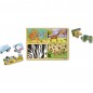 Fa tábla puzzle kiránduláshoz Állatok 16db papírzacskóban 2+