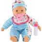 Játékbaba 38 cm puha test, cumival és bölcsővel