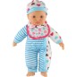Játékbaba 38 cm puha test, cumival és bölcsővel