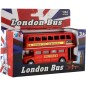 Bus "London" piros emeletes fém/műanyag 12cm visszahúzható
