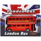 Bus "London" piros emeletes fém/műanyag 12cm visszahúzható