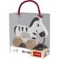 Fa zebra kerekeken, zsinórral Wooden Toys