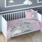 Macska gyermek pamut ágynemű kiságyba, rózsaszín,100x135