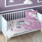 Zebra gyermek pamut ágynemű kiságyba, rózsaszín, 100x135