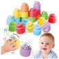 Momy Soft Happy Sound - puha építőkockák + 2 hangot adó kocka - 18 db