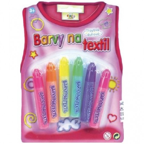 Csillogó szivárvány textilszínek 6db