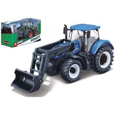 Bburago traktor Fendt 1050 Vario / New Holland rakodóval, fém / műanyag 16 cm 2 típus