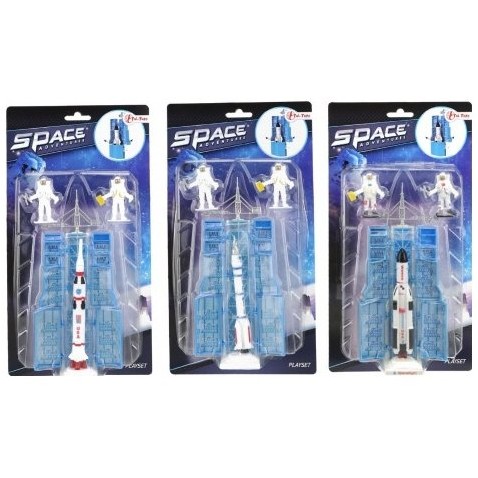 Rakéta/Űrhajó 12 cm úrhajósokkal 2db indító dokkolóval 3 típus