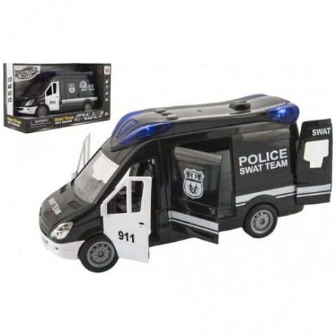 Rendőrautó SWAT műanyag 26 cm lendkerekes, elemes hanggal és fénnyel