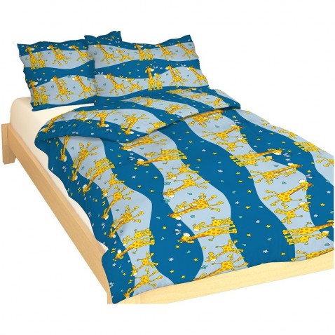 Gyerek ágynemű krepp kék zsiráf
