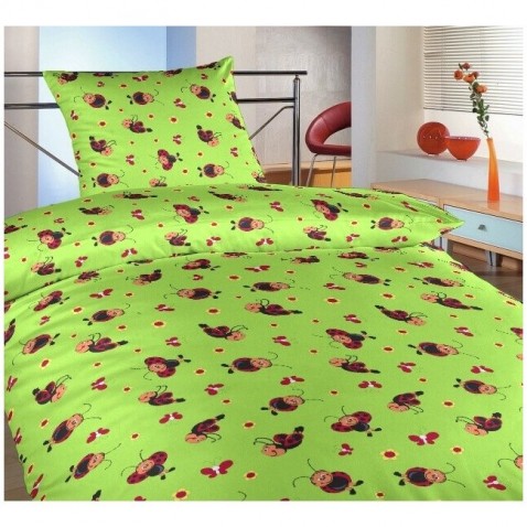 Ágy krepp az ágyban Katicabogarak zöld