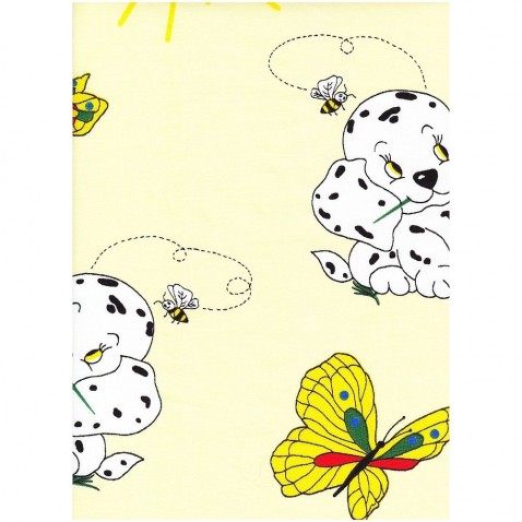 Ágynemű krepp a kiságyban Kutya sárga pillangóval