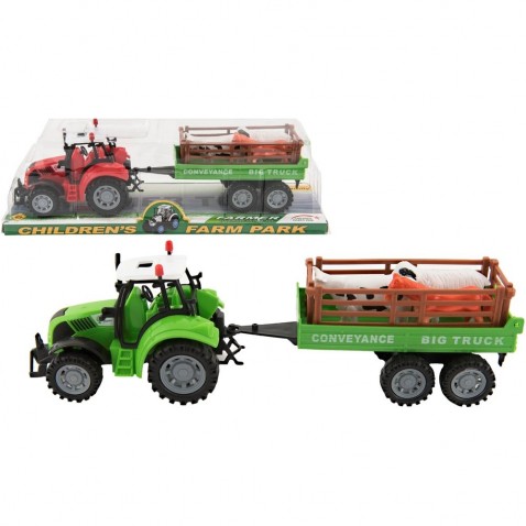 Traktor pótkocsival és állatokkal