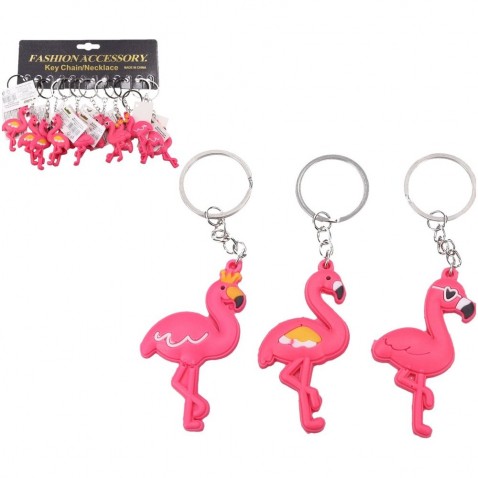 Kulcstartó/medál flamingó 7 cm gumi 3 féle