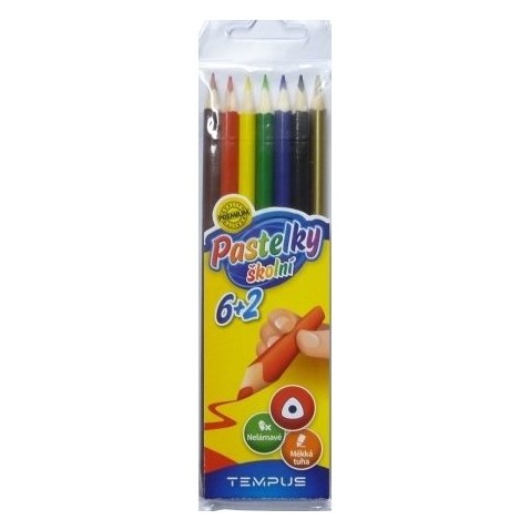 Tempus színes ceruza, háromszögű, vékony,  6+2 db.