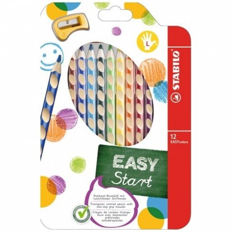 Stabilo EasyColors 12 darabos színes ceruza balkezesnek, hegyezővel