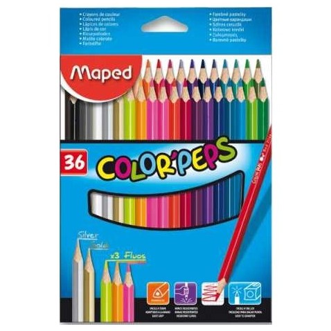 MAPED ColorPeps háromszögletű vékony színes ceruza 36 db.