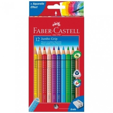 Faber-Castel Eco Grip Jumbo színes ceruza, 12 db. hegyezővel