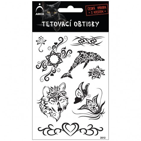 Tetováló matricák fekete Virág