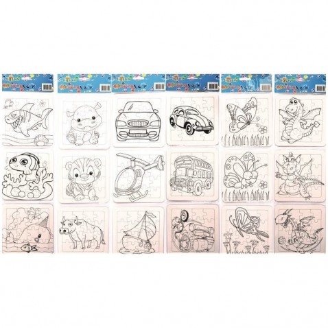 Puzzle színes 13,5x13,5cm 3 darabos készlet mix