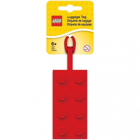LEGO jelölő címke 2x4-es kocka, piros