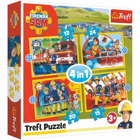 Puzzle 4in1 készséges tűzoltó Sam