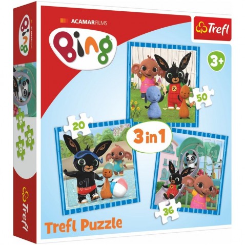 Puzzle 3in1 Bing Bunny Fun barátaival