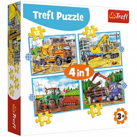 Puzzle 4in1 Munkajárművek