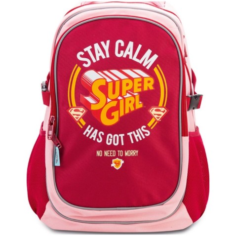 BAAGL Iskolai hátizsák Supergirl STAY CALM + poncsó