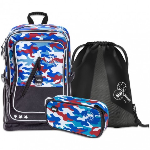 BAAGL SET 3 Cubic Army: hátizsák, ceruzatartó, táska