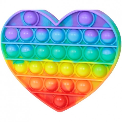 Buborék durran - Repedő buborékok szilikon antistressz spol. szivárványos szív játék