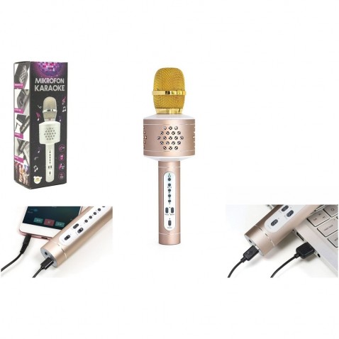 Arany Bluetooth karaoke mikrofon USB kábellel