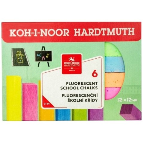 KOH-I-NOOR fluoreszkáló iskolai kréta 6db