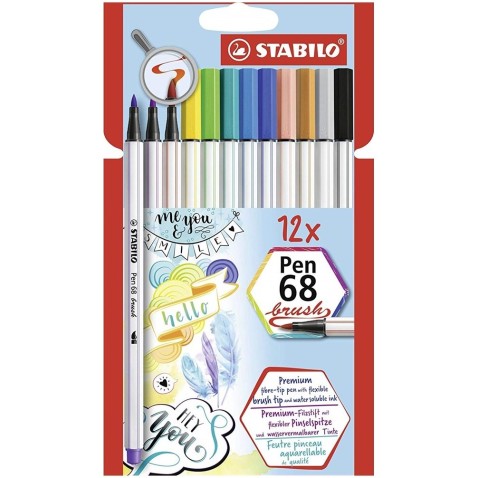 Stabilo Pen 68 BRUSH készlet 12 színből