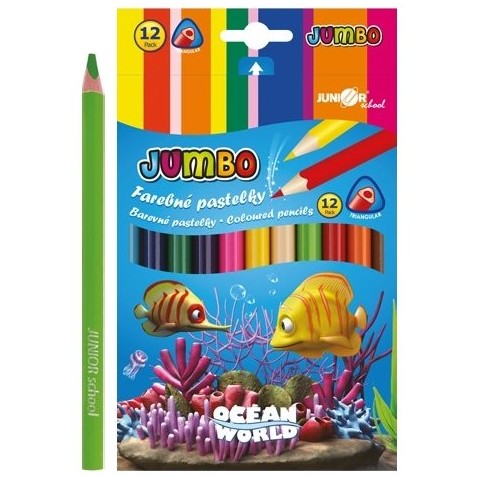 Színesceruzák fa Jumbo Ocean World háromszög alakú 12 db