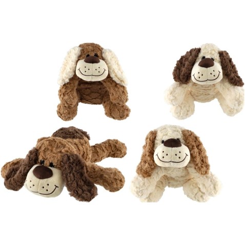 Plüss 40 cm-re fekvő kutya az akkumulátoron, 4 szín 0+ hanggal