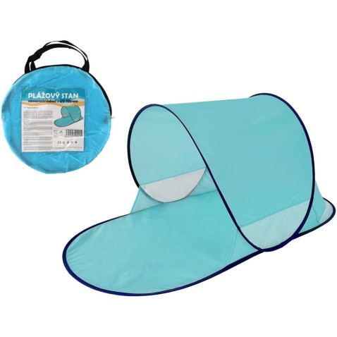 Strandsátor UV szűrővel önlebomló poliészter / fém ovális kék szövet táskában