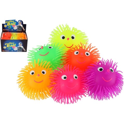 Gumi szőrös anti-stressz labda 8,5 cm izzó 6 színben