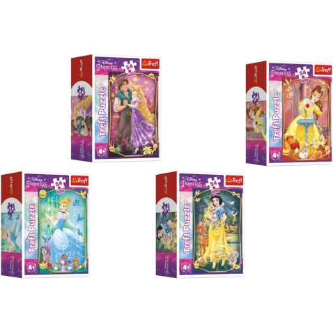 Trefl Minipuzzle Gyönyörű hercegnők/Disney hercegnő 54 darab 4 fajta