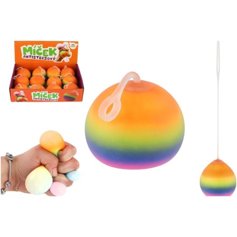 Golyós anti-stressz szorító iszap 6cm szivárvány