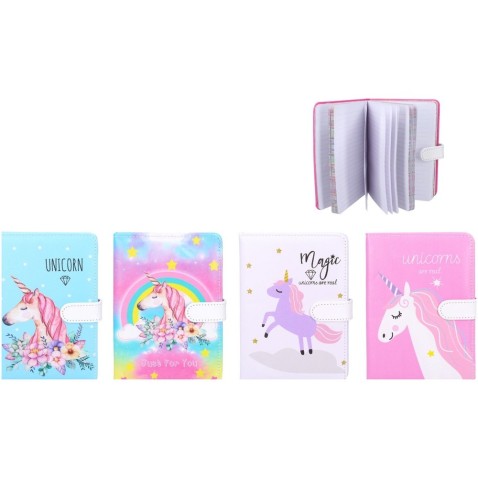 Jegyzettömb Unicorn 128 lap mágneses zárással 4 féle fóliában