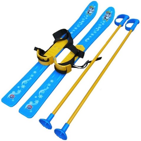 Gyerek síléc botokkal/fém 76cm kék