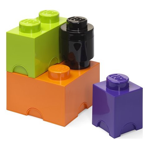 LEGO tárolódobozok Multi-Pack 4 db - lila, fekete, narancs, zöld