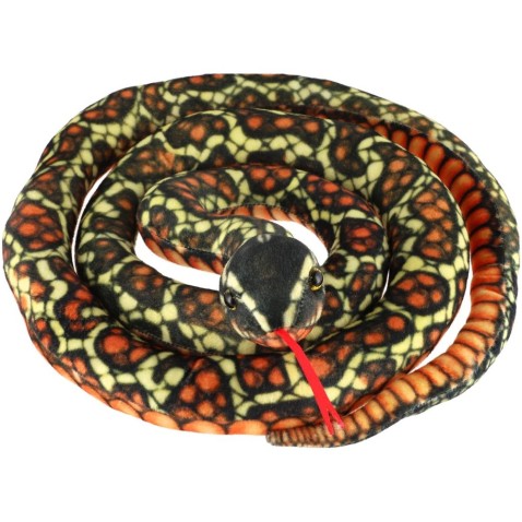 Plüss kígyó 200cm fekete-narancs-sárga