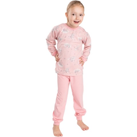 Gyermek pizsama V Bettymode CLAY ON PINK hosszú ujjú