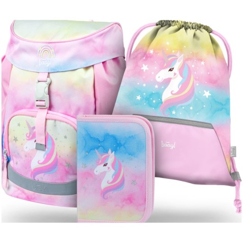 BAAGL Airy Rainbow Unicorn iskolatáska, hátizsák 3db. SZETT