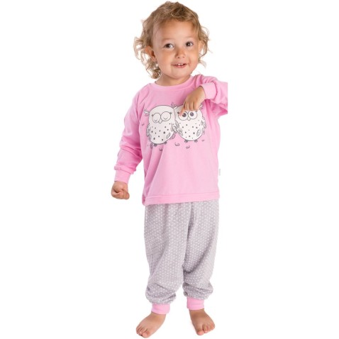 Gyermek pizsama Bettymode OWL ON PINK hosszú ujjú