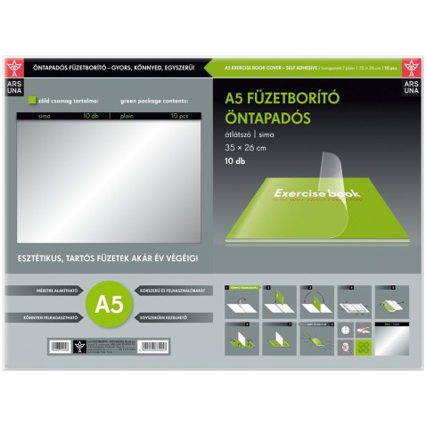 Átlátszó borító tankönyvhöz/munkafüzethez 35x26 cm A5, 10 db