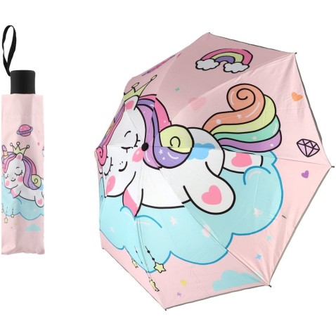 Esernyő Unicorn összecsukható szövet/fém 25cm rózsaszín